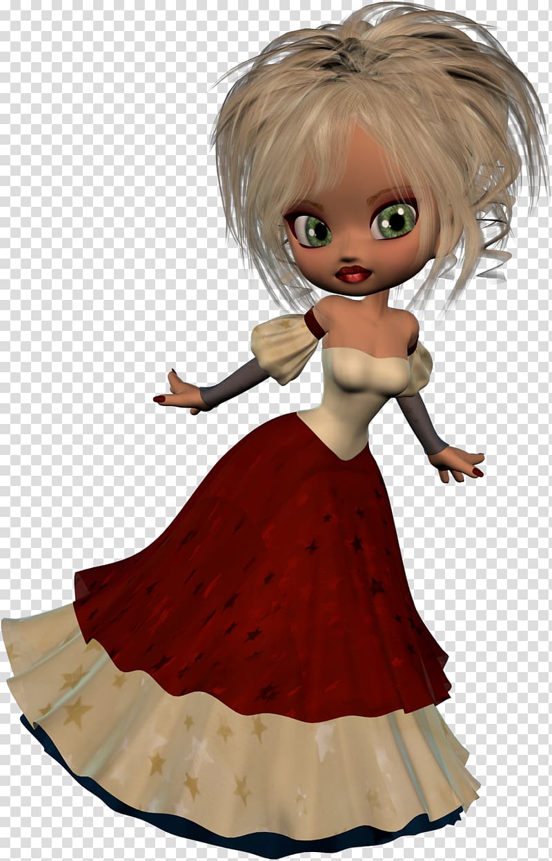Brown hair Doll Character Cartoon Fiction, small cute transparent background PNG clipart