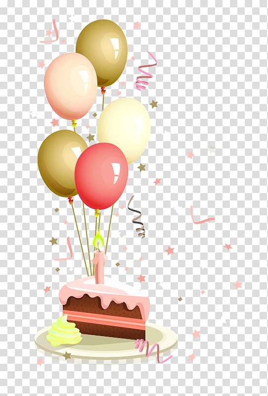 Birthday cake Wish Party, Balloon decoration ribbons transparent background PNG clipart