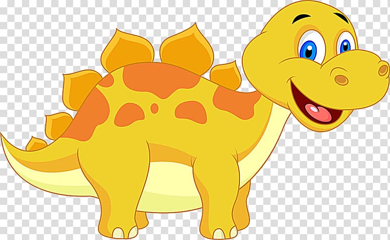 yellow and orange dinosaur illustration, Dinosaur Cartoon Illustration, Cartoon small dinosaur transparent background PNG clipart