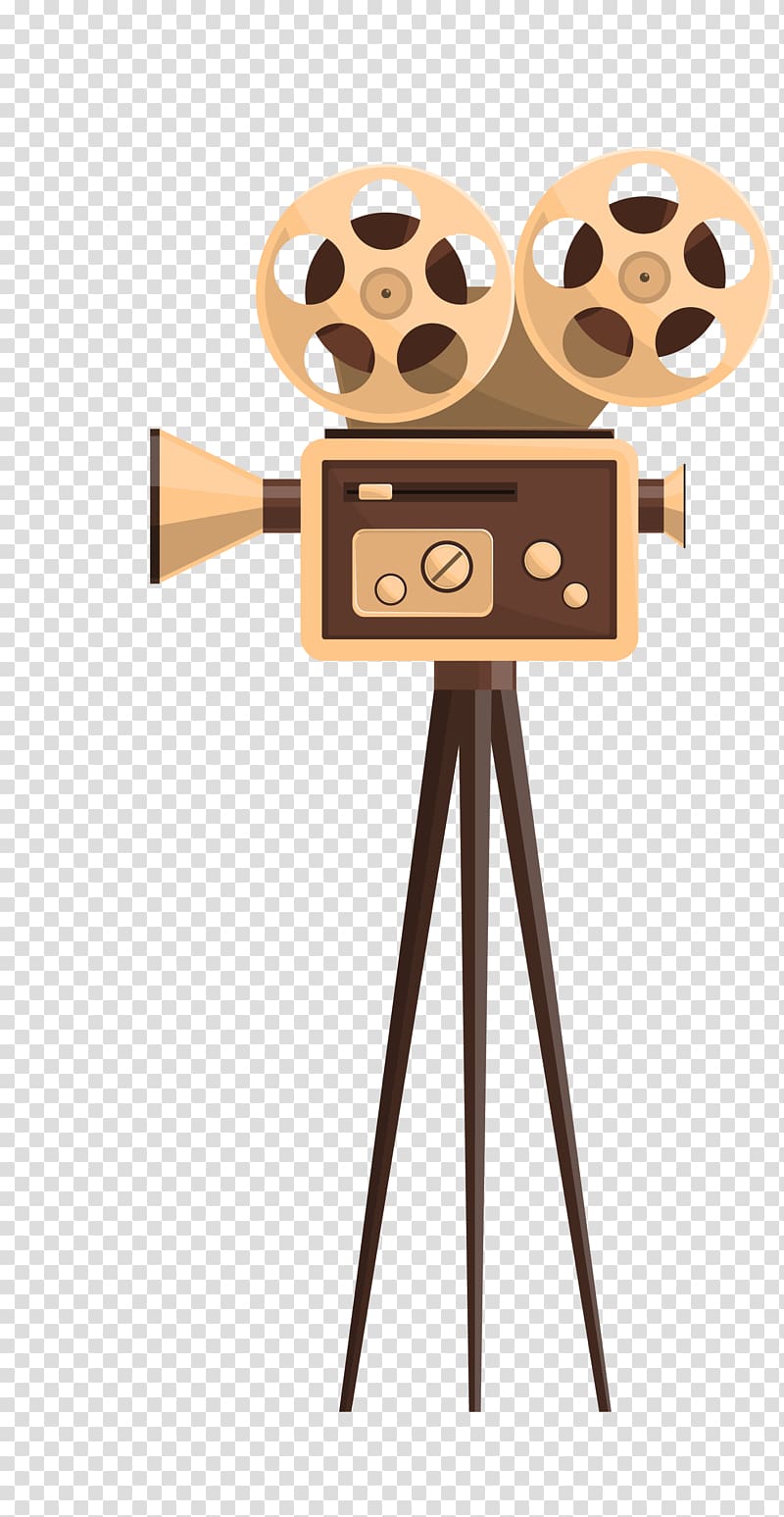 Brown and black reel-to-reel projector with tripod stand illustration, Movie  projector Video projector Euclidean , Yellow Retro Old Shanghai Movie  Projector transparent background PNG clipart