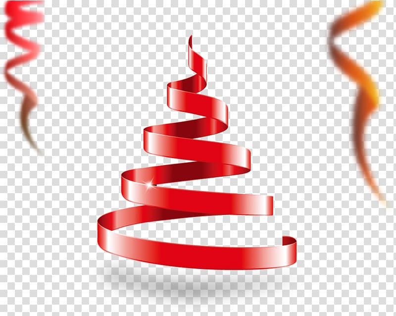 Ribbon Christmas tree, Red Ribbon transparent background PNG clipart
