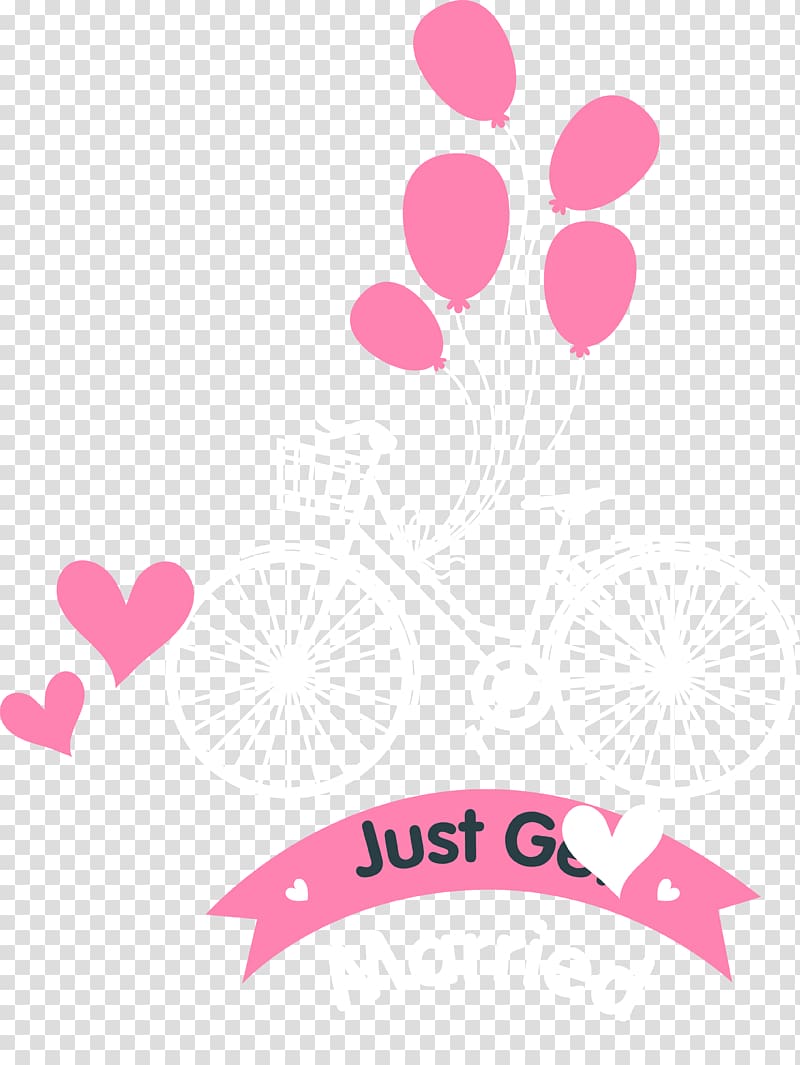 Wedding Pink, Pink wedding car decoration elements transparent background PNG clipart