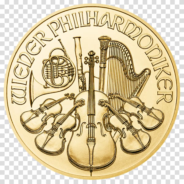 Austrian Silver Vienna Philharmonic Bullion coin Austrian Mint, gold transparent background PNG clipart