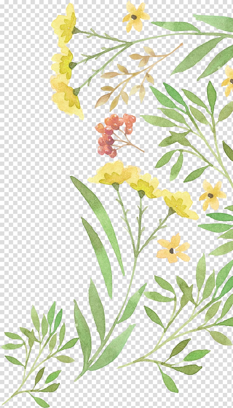 yellow petaled flowers illustration, Wedding invitation Flower Watercolor painting , Floral decoration transparent background PNG clipart