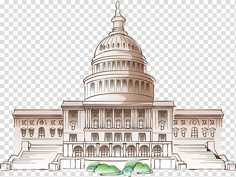 White House Cartoon Mural, Hand-painted White House transparent background PNG clipart