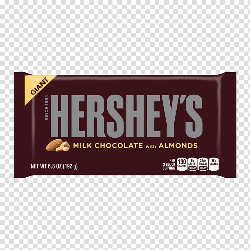 Hershey bar Chocolate bar Milk The Hershey Company, almond transparent background PNG clipart