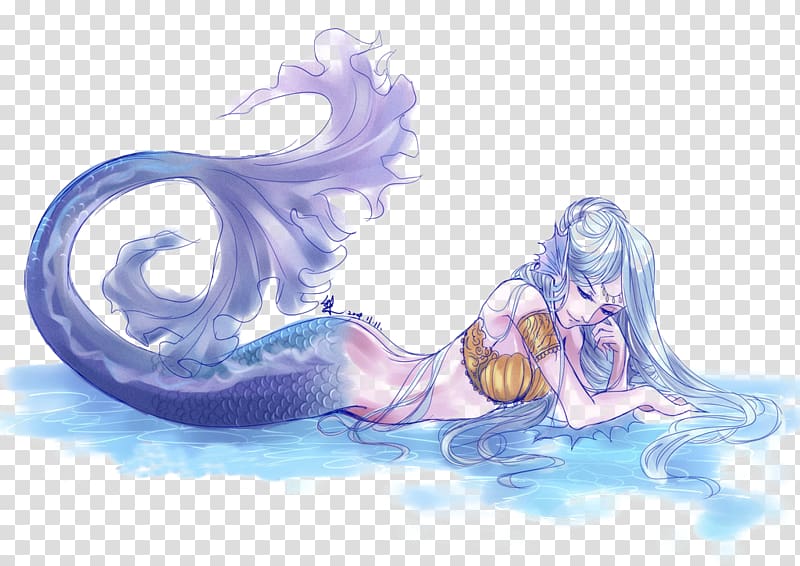 blue haired mermaid , ArcheAge The Little Mermaid, Colorful hand-painted mermaid transparent background PNG clipart