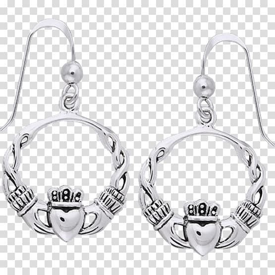 Earring Silver Claddagh ring Jewellery, silver transparent background PNG clipart