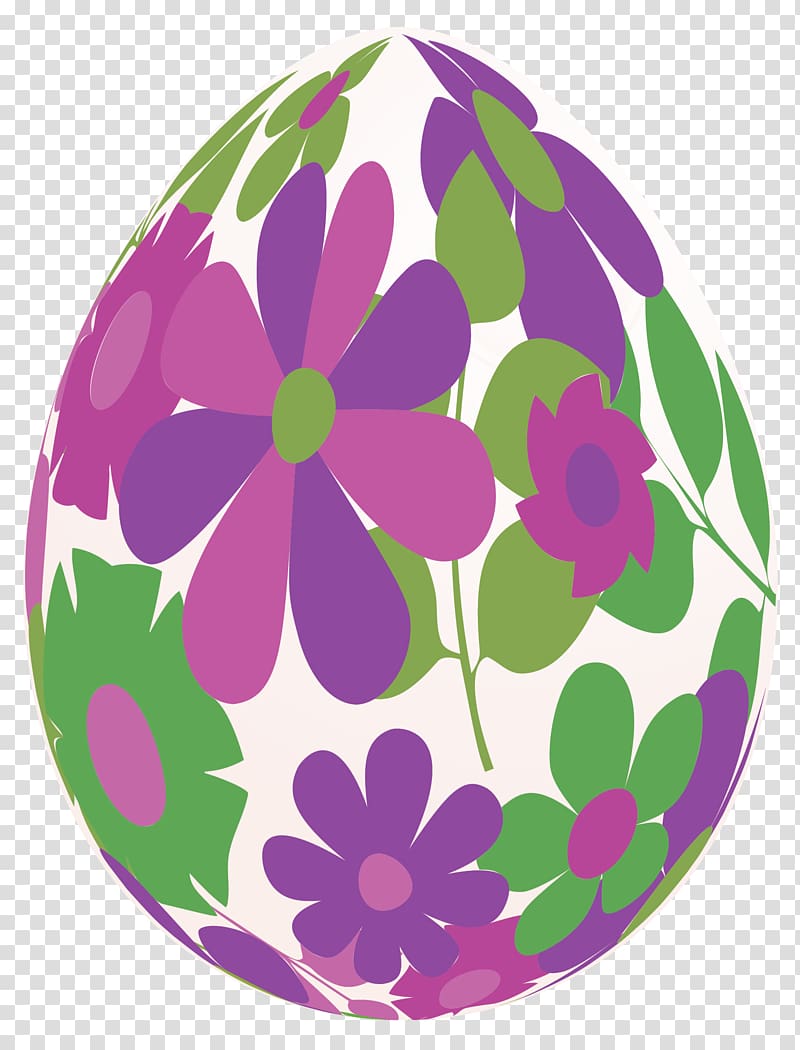 multicolored floral egg , Easter Bunny Flower , Easter White Egg with Purple Flowers transparent background PNG clipart