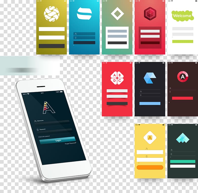 Responsive web design Mobile app Graphical user interface Icon, White smartphone APP introduction layout transparent background PNG clipart
