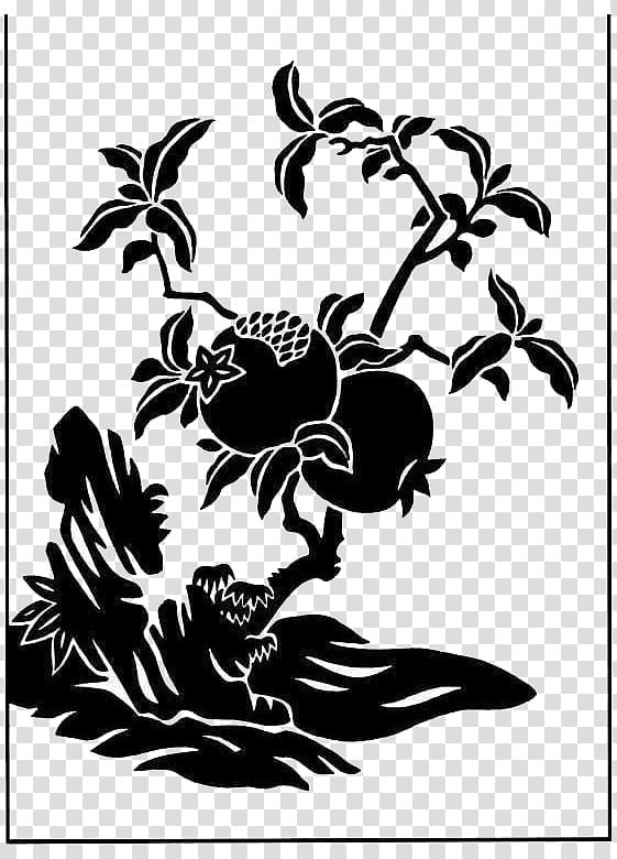 Pomegranate Papercutting Motif , Paper-cut pomegranate transparent background PNG clipart