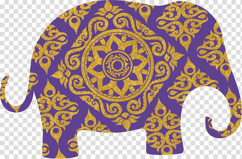 Elephants in Thailand Elephants in Thailand, Purple elephant pattern transparent background PNG clipart