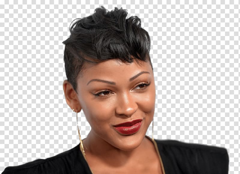 woman wearing black top, Meagan Good Short Hair transparent background PNG clipart