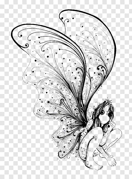 girl with winds illustration, Illustrator Drawing Graphic design Idea, Butterfly Fairy transparent background PNG clipart