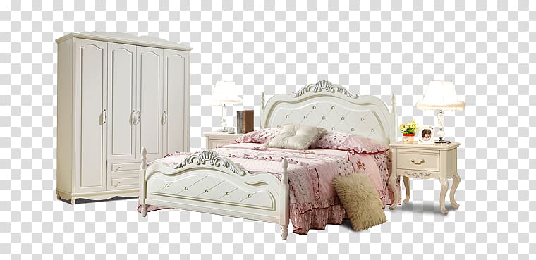 Bed frame Bedroom Mattress, Home quilt wardrobe closet transparent background PNG clipart