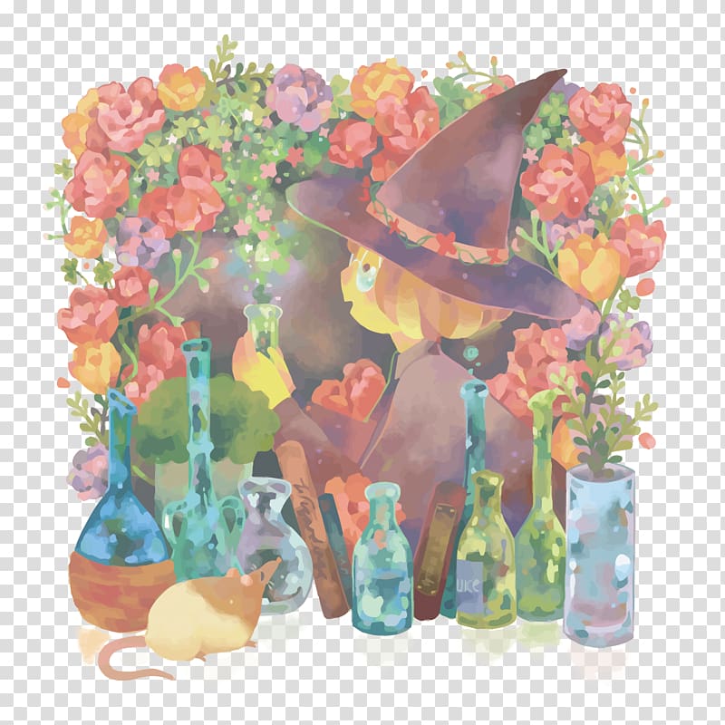 Adobe Illustrator, Witch and Potions transparent background PNG clipart