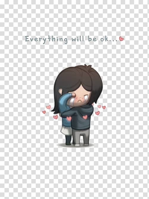 everything will be ok , HJ-Story Love Drawing Feeling Comics, Cartoon couple transparent background PNG clipart