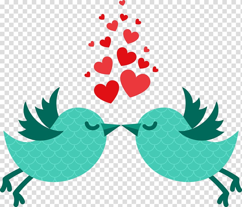 Valentines Day February 14 Love Illustration, Qinmi two birds transparent background PNG clipart