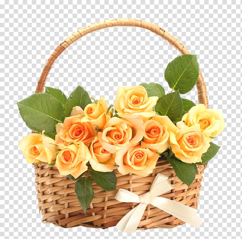 Basket Rose Flower bouquet , Blumen transparent background PNG clipart