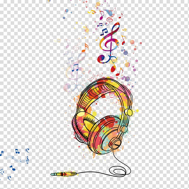 Poster Music Graphic design, Hand drawn headphones transparent background PNG clipart