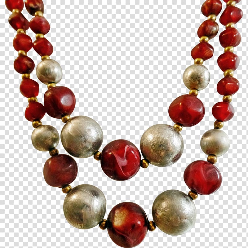 Pearl Necklace Beadwork Silver, red jewelry transparent background PNG clipart