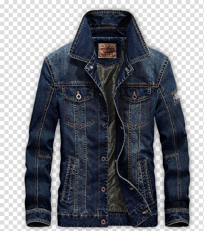 blue button-up denim jacket, Leather jacket Clothing Denim Jeans, Battlefield Jeep Men's denim jacket transparent background PNG clipart
