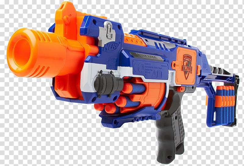 blue and orange Nerf gun, Nerf N-Strike Elite Nerf Blaster Nerf war, darts transparent background PNG clipart