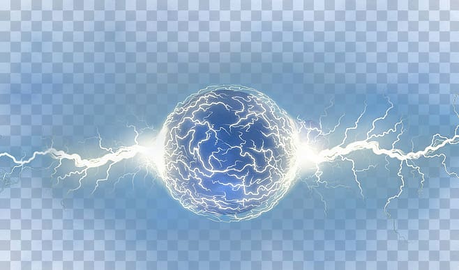 round blue black clouds surrounded with lightning, Lightning Electric current Electricity, Earth Current transparent background PNG clipart