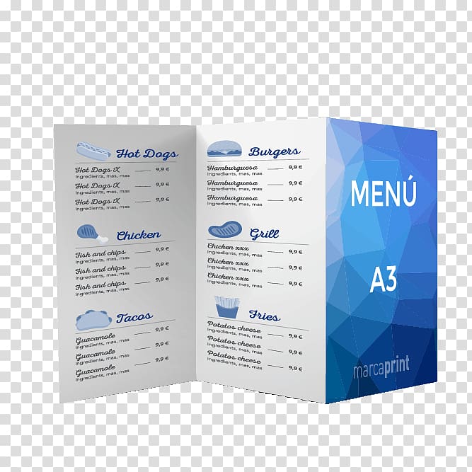 Tríptic Advertising Text Printing Brochure, Menu Para Restaurante transparent background PNG clipart