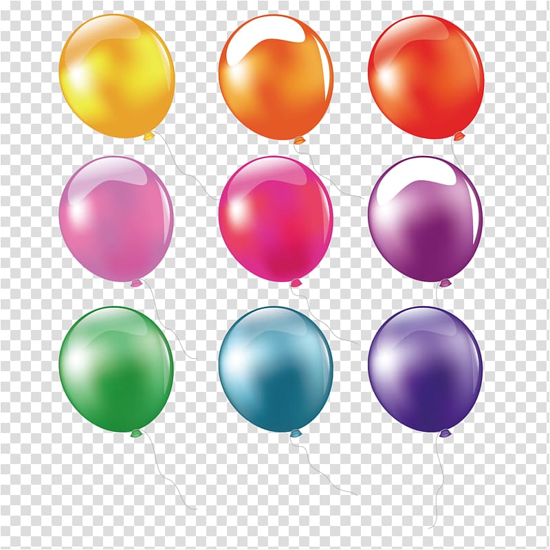 Balloon Color Birthday, Colorful balloons design material transparent background PNG clipart