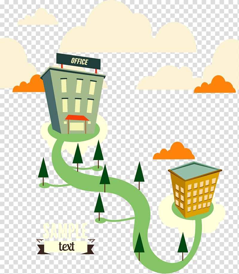 Technology roadmap , Creative green office building transparent background PNG clipart
