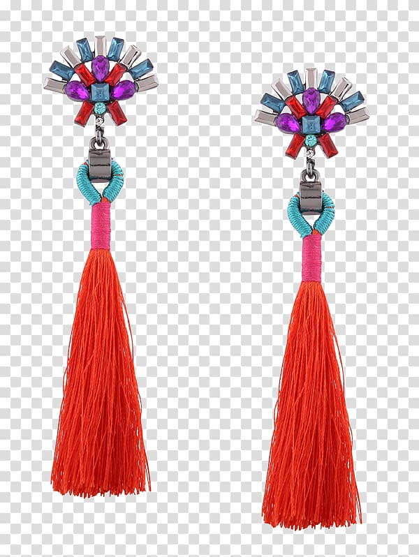 Earring Jewellery Tassel Clothing Accessories, red geometric transparent background PNG clipart