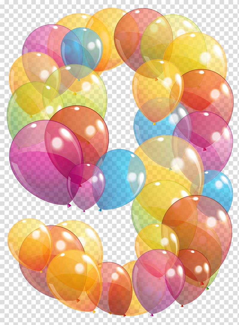 assorted-color balloon , Balloon Birthday , Nine Number of Balloons transparent background PNG clipart