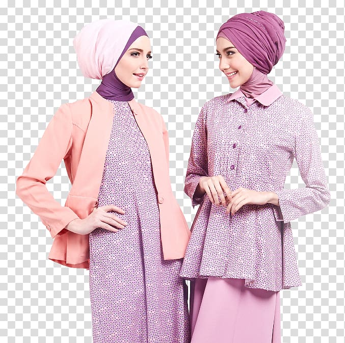 Muslim Clothing Kebaya Thawb Headscarf, batik modern transparent background PNG clipart