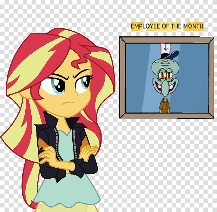 Sunset Shimmer Squidward Tentacles Twilight Sparkle Spike, employee of the month transparent background PNG clipart