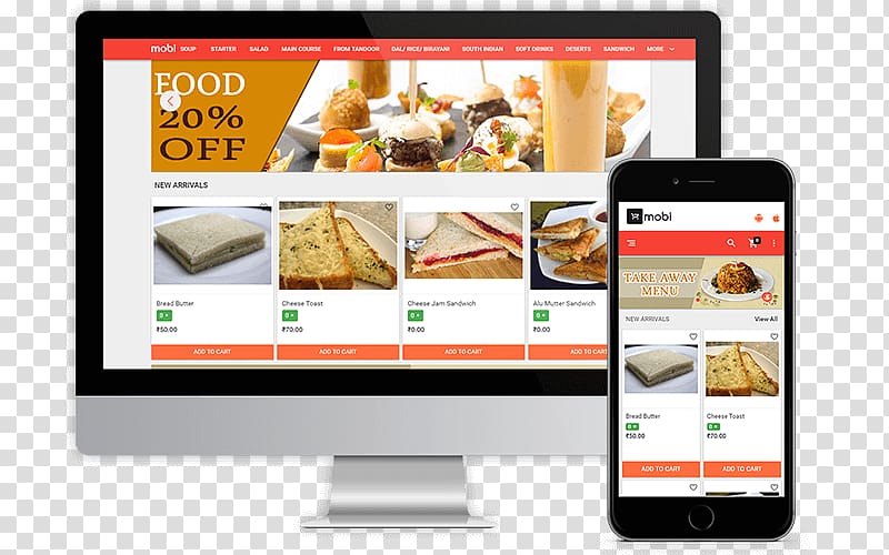Online food ordering Restaurant Delivery, Responsive Website transparent background PNG clipart