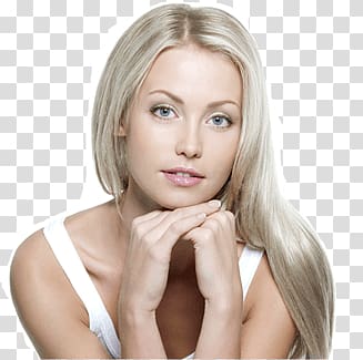woman wearing white tank top, Blonde Woman Face transparent background PNG clipart