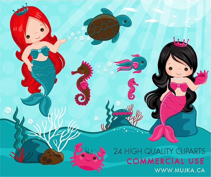 mermaids and sea animals , Ariel Mermaid Under the Sea , Lovely transparent background PNG clipart