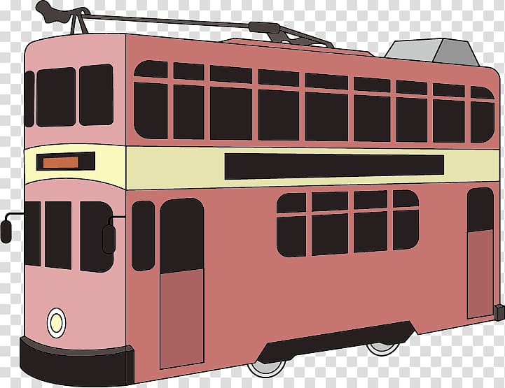 Tram Double-decker bus Rail transport, pink double-decker bus transparent background PNG clipart