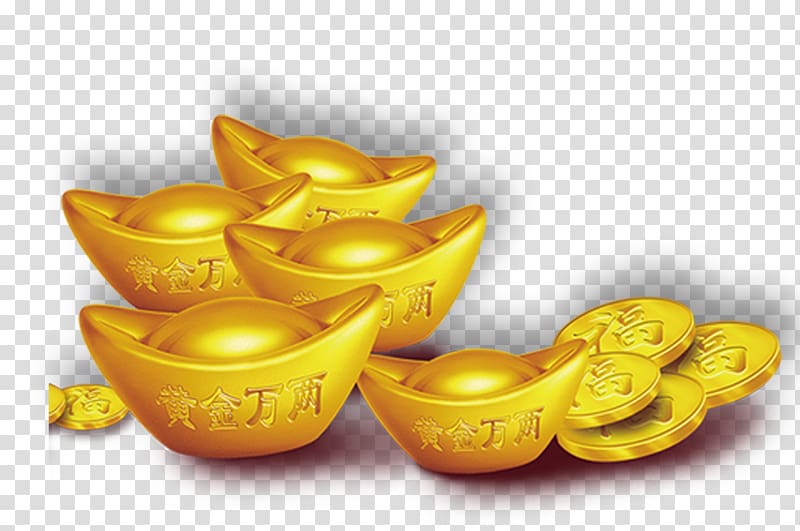 Tangyuan Ingot Gold bar Chinese New Year, China Wind Huang Jin Jinding transparent background PNG clipart