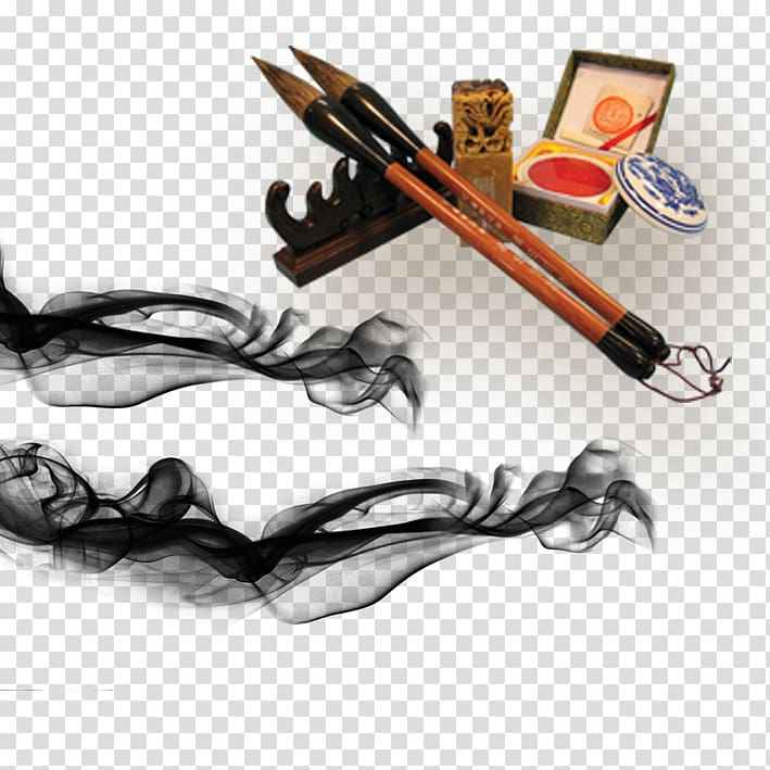 Four Treasures of the Study Paper Budaya Tionghoa Inkstone Ink brush, pen and ink transparent background PNG clipart