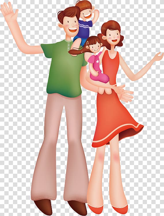 Cartoon, happy family transparent background PNG clipart
