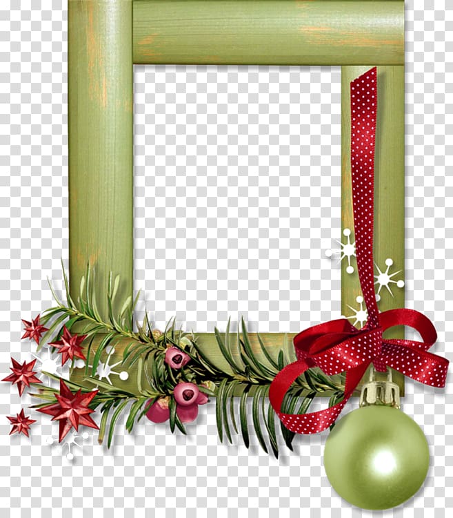 Christmas decoration frame Holiday, Green Frame transparent background PNG clipart