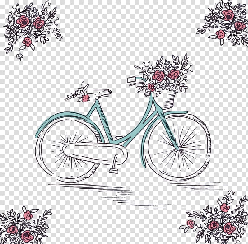 Bicycle Cycling Euclidean , Romantic hand painted bicycle transparent background PNG clipart