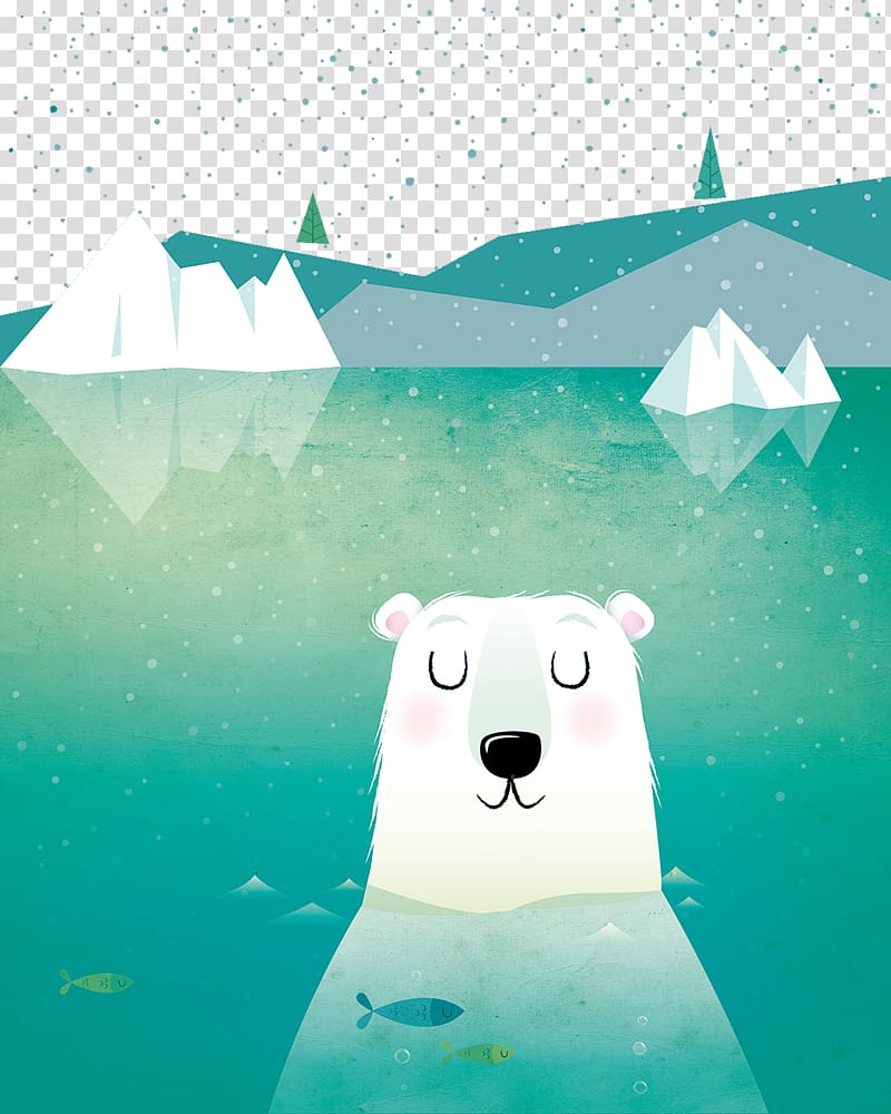 polar bear illustration, Polar bear Giant panda Child Illustration, Painted polar bear swim. transparent background PNG clipart