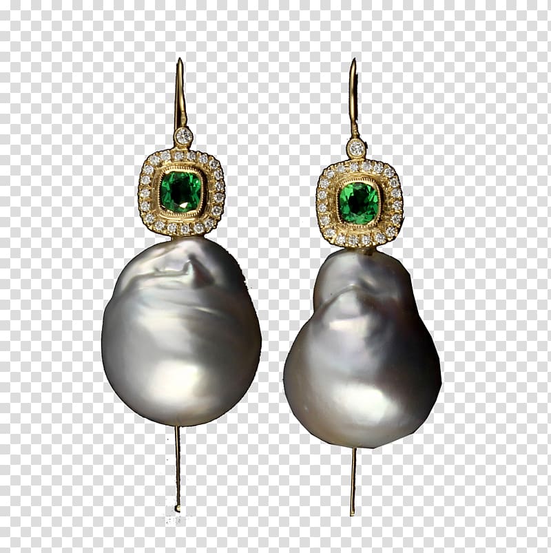 Ball Stud Earrings Somlo, LONDON South Sea Pearl, emerald transparent background PNG clipart