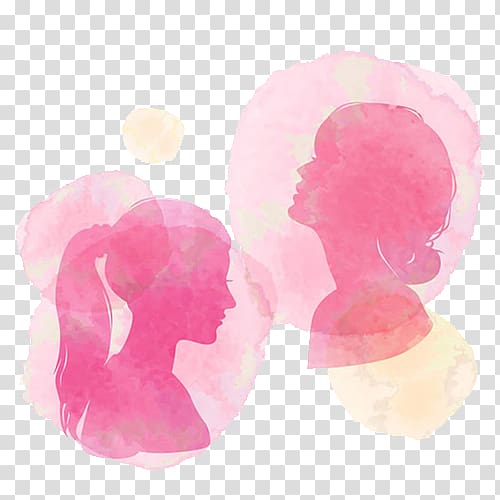 two woman illustration, Silhouette Poster Illustration, Woman side face transparent background PNG clipart