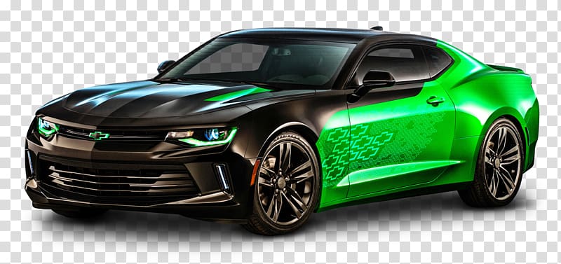 green and black Chevrolet Camaro coupe, 2016 Chevrolet Camaro Car General Motors Chevrolet Chevelle, Black Chevy Camaro Car transparent background PNG clipart