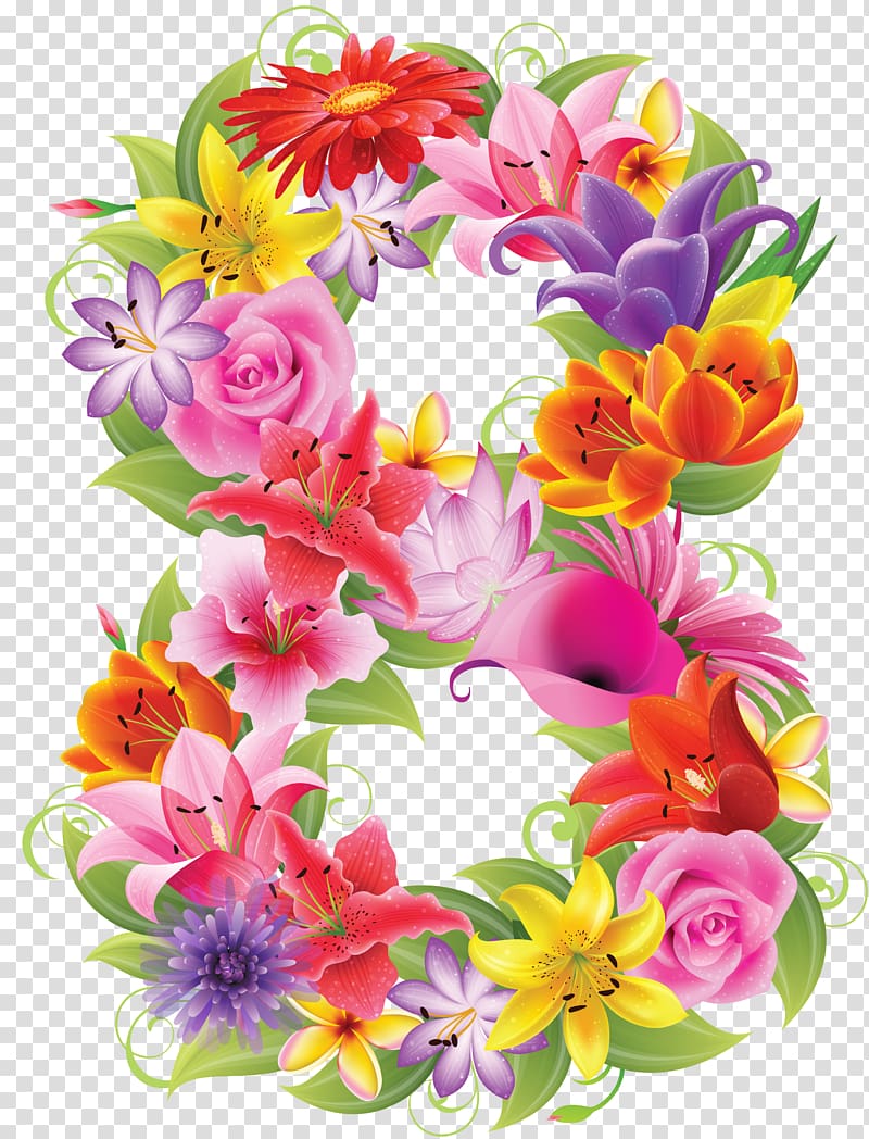 Number Alphabet Flower , 8 transparent background PNG clipart