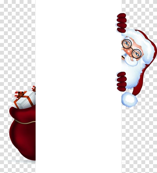 Santa Claus Christmas ornament Gwiazdor, Cartoon Santa Claus hiding decorative frames transparent background PNG clipart